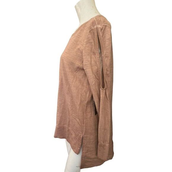 Doe & Rae Small Pink Long Sleeve Tunic Pullover Sweatshirt Cold Shoulder NWT - Picture 4 of 5